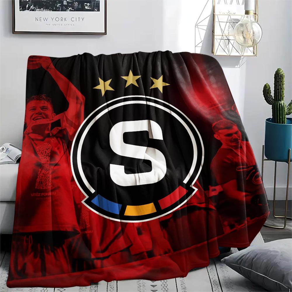 Sparta Prag Fotbolls Emblem, Mönster Flanellfilt, Hög kvalitet Bekväm för Alla Årstider, Heminredning, Värme och Komfort, Perfekt för Gåvor.