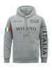 Nuova Felpa con Cappuccio da Uomo in Puro Cotone Stampa Bandiera Italiana Città di Milano Autunno e Inverno Casual Semplice Taglia Larga Street Jumper Felpa