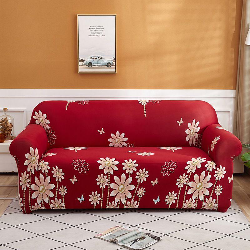 Floral Leaves Printed Soft Sofa Cover For 1/2/3/4 Seater Couches Excellent Fit And Stretch