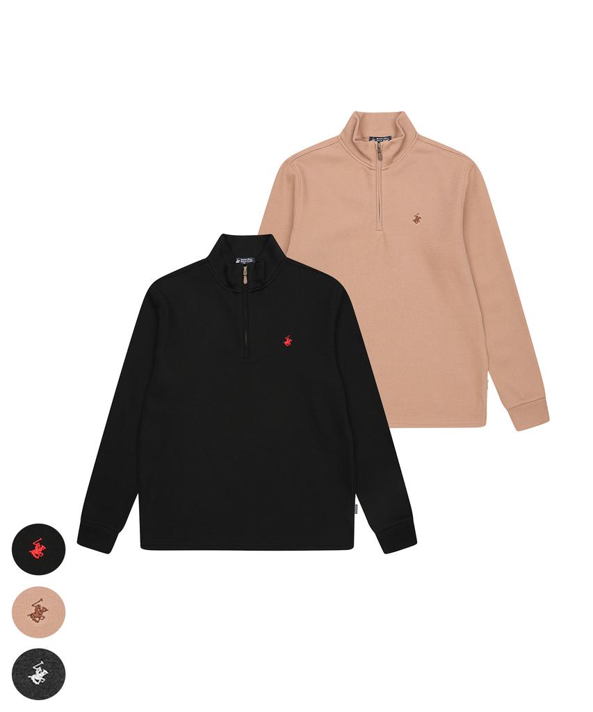 BHPOLOCLUB [2Pack] Men'S Signature Fleece-Lined Half-Zip 3 Colors Ts483 (Type B)