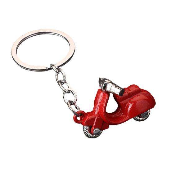 Keychain Pendant Motorcycle Charm Zinc Alloy Key Chain with Chain Buckle Retro Electric Donkey Scooter Design Key Holder