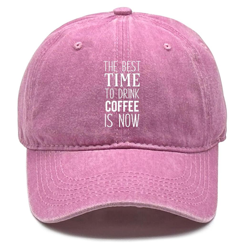 TIME TO DRINK COFFEE" Print Snapback Baseball Hat, Trucker Hat Non-Stretch Fabric Adjustable Buckle Unisex Trendy Adjustable Baseball Cap