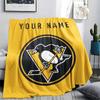 Custom Name,Pittsburgh Penguins Printed Flannel Blanket, Soft Throw for Bedroom Sofa, Washable, Christmas Present, Great Gift.
