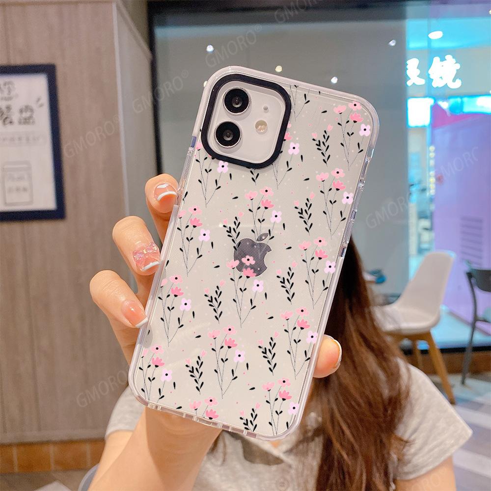 Small Fresh Floral Mobile Phone Case iPhone15 Hot-selling Transparent Mobile Phone Case Apple 17promax Soft Case