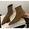 Dámské kozačky Temperamentní špičaté kotníkové boty Vysoce kvalitní semišové Retro kotníkové boty Slim Fit Elastické kotníkové boty Botas Mujer