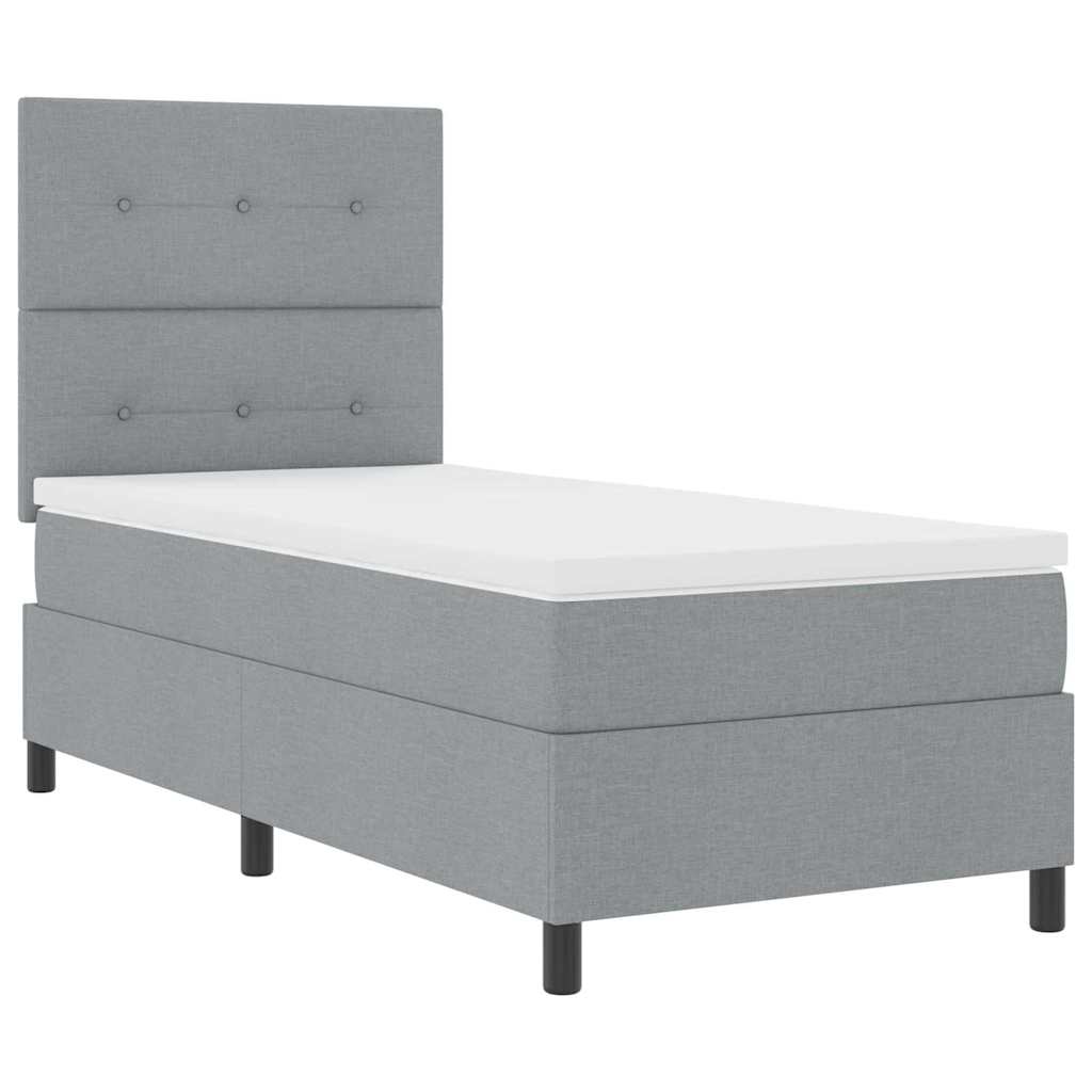 Box Spring Bed with Mattress Light Gray 100 x 200 cm Fabric