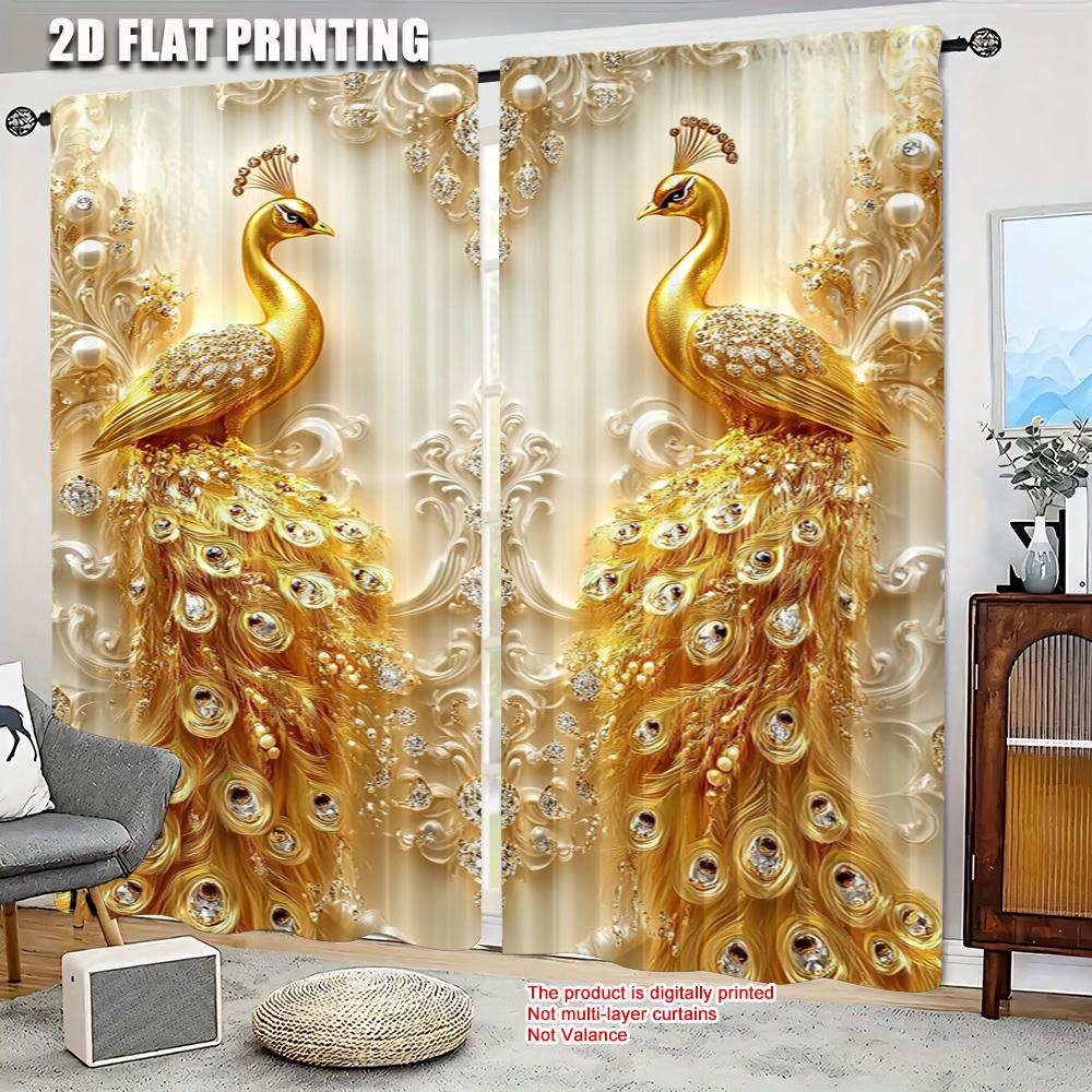 2pc,   Curtains peacock (3 Versatile Polyester,Without Electricity Festive Wall Decor Perfect for Various room decor aesthetic