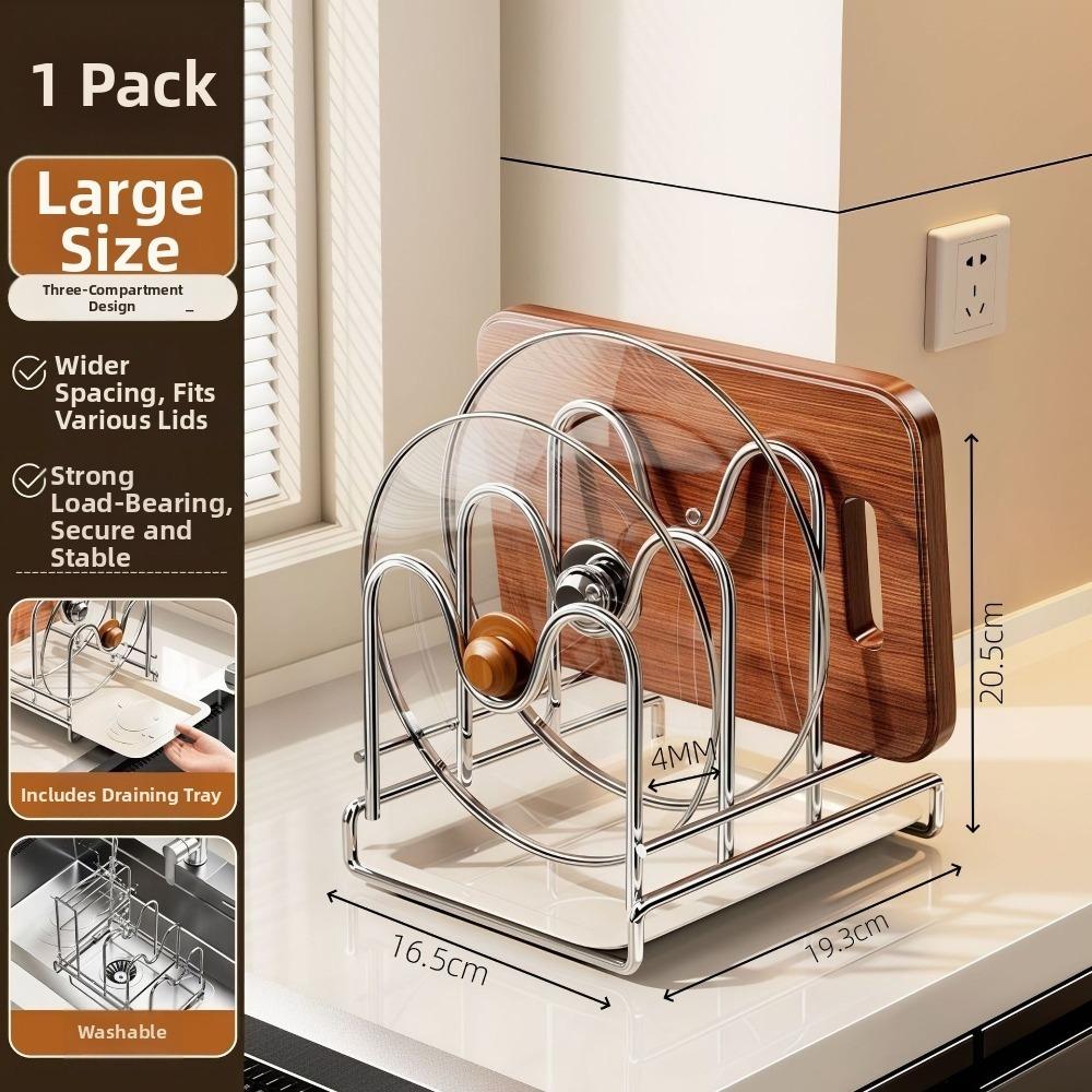 Stainless Steel Pot Lid Rack Multi-Layer Cutting Board Rack Kitchen Countertop