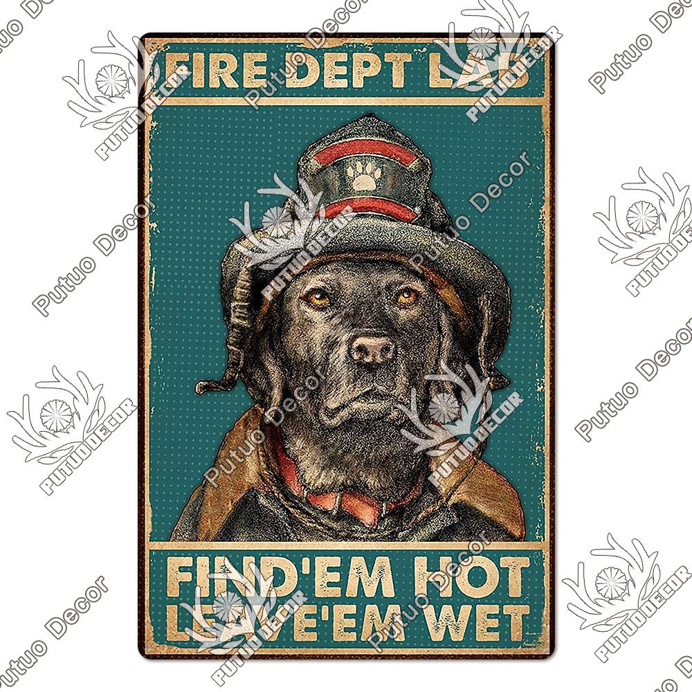 Putuo Decor Panneaux en Étain Chien Drôle Panneaux Métalliques Vintage Panneau pour Animal de Compagnie Affiches en Étain pour Ferme Maison Chenil Cabane de Chien Décoration Murale