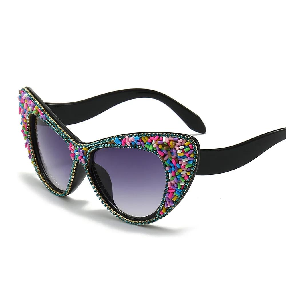 Classic Oversized Cat Eye Diamond Cake Sugar Sun Glasses Glasses Wome For Female Luxury Designer Style Style Punk Elegant Sun Eyeglasses Shades