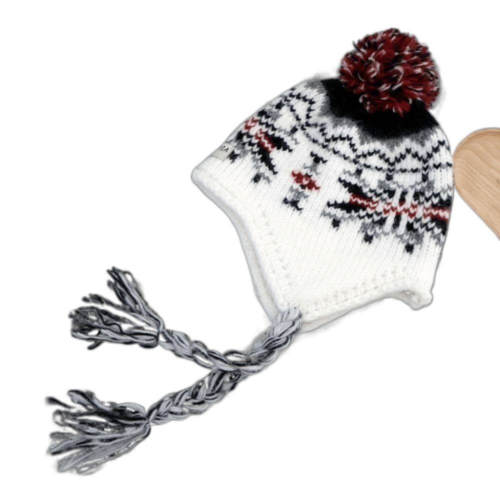 Weave Knitted Beanies Caps Jacquard Women Wool Cap Cute Ear Protection Cap  Autumn Winter