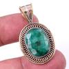 Emerald(Simulated) Handmade 925 Sterling Silver Gift Two Tone Pendant 1.50" H3M20