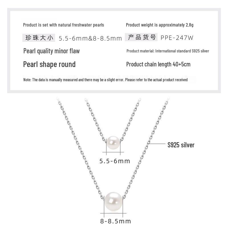 Double Layer Freshwater Pearl Choker Necklace, S925 Sterling Silver, 18k Gold Plated, Gift for Christmas and Qixi
