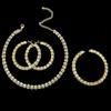 Niche Full Diamond Necklace Earrings Bracelet Three-piece Set Metal Flower Hollow Collar Bridesmaid Bride Suit Women