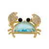 Women Brooch Sparkling Rhinestones Blue Shell Small Crab Shape Lapel Pin Suits Coats Bags Scarves Badge Versatile Accessory