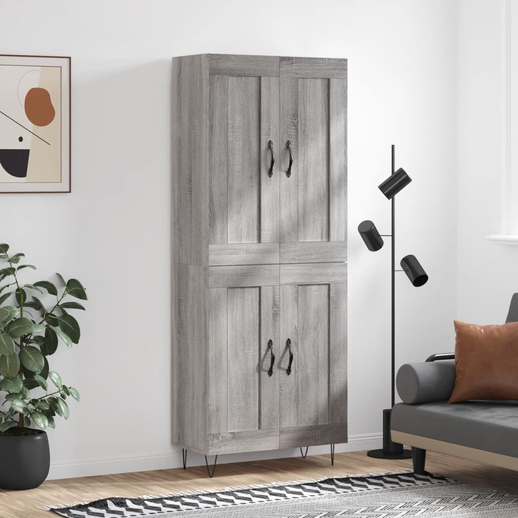 Highboard Grey Sonoma 69.5 X 34 X 180 Cm Particleboard