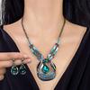 Mode Sieradenset Ketting Oorbellen Glitter Elegante Hanger Kunststeen 1Set Druppelvorm Glanzend Mode
