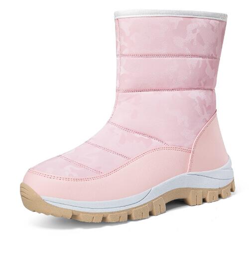 Damen Schneestiefel Nordosten neue Baumwollschuhe im Winter mit Wolle verdickt Reißverschluss wasserdicht rutschfest Schnee Stiefeletten D519