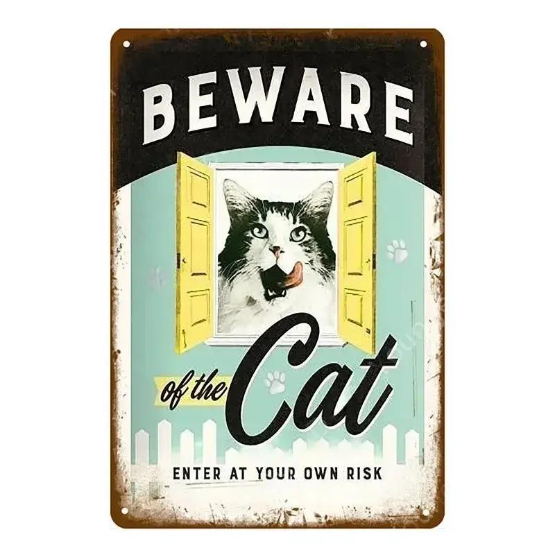 Warning Danger Metal Signs Vintage Beware Of The Dog Cat Poster Wall Plaque Courtyard  Garden Bar House Painting Man Cave Decor
