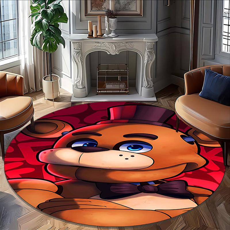 1pc Freddy Bear2 Print Round Carpet Chair Round Carpet Suitable for Bedroom Living Room Home Decorative Carpet