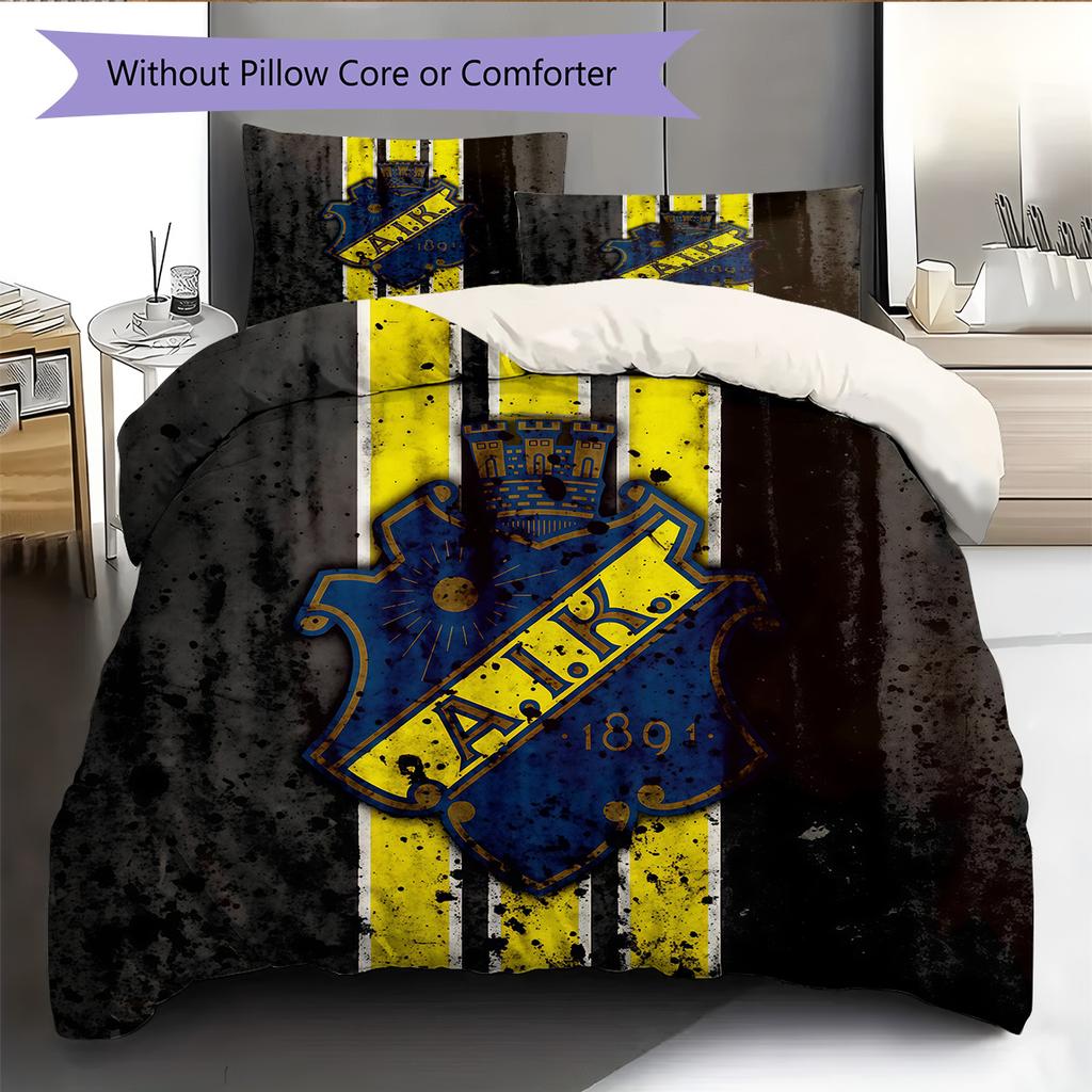 סט כיסוי מיטה ושמיכה דגם AIK Fotboll קישוט לבית מתנה (1 * כיסוי שמיכה + 2 * ציפות ללא ליבה)