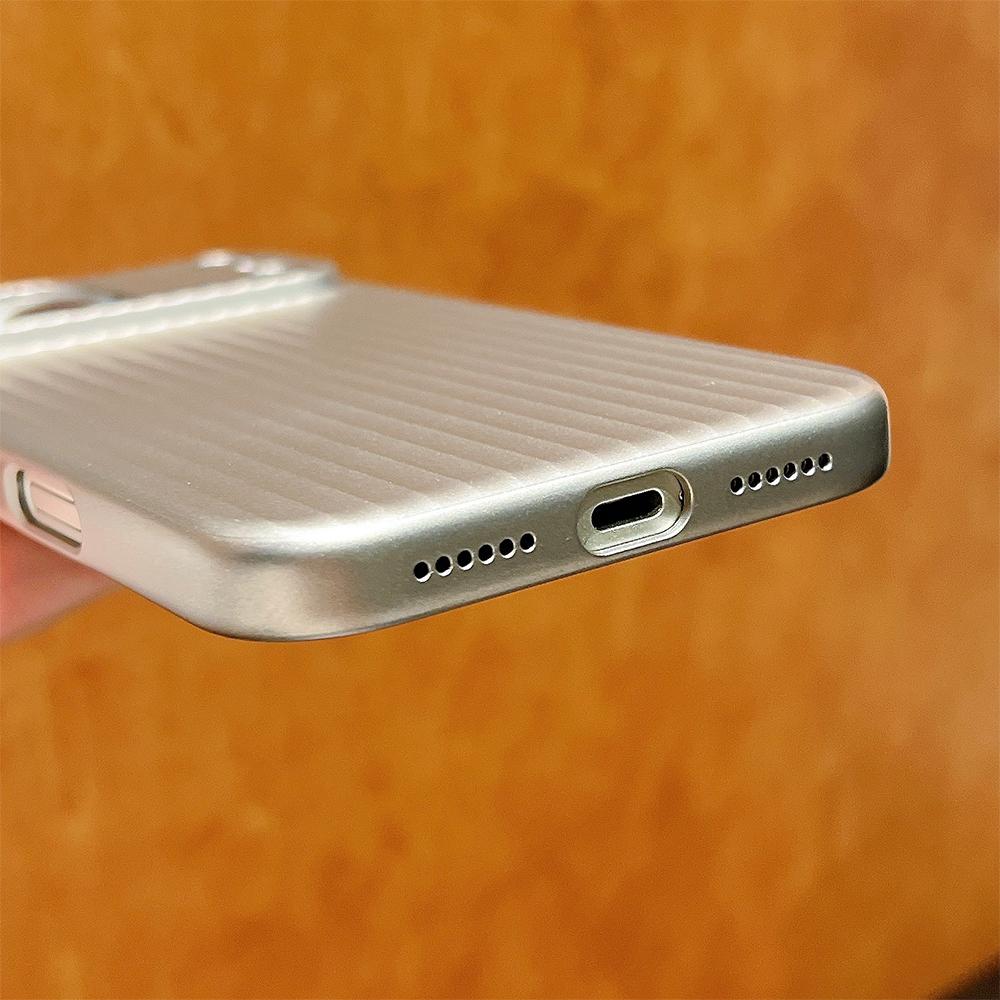 Matte Titan-Grau Wellenmuster Handyhülle für iPhone 17 16 15 14 13 12 Pro Max Air Plus Vollständig stoßfeste Hartschalen-Rückseite
