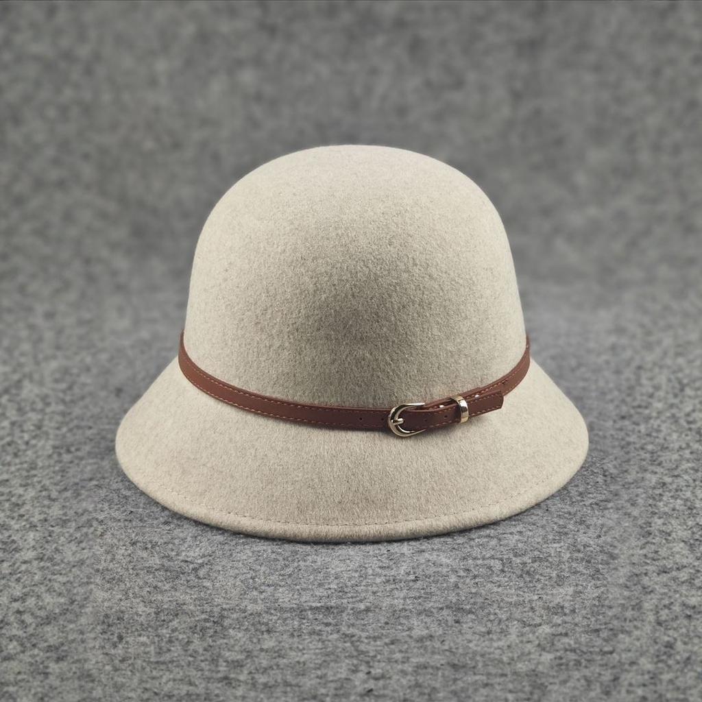Autumn and winter wool woolen basin hat women's warm and versatile fashion top hat tide