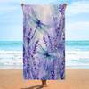 1pc Dragonfly Lavender Beach Towel - Watercolor Style, Soft Microfiber, Oversized, Lightweight & Quick-Dry, Perfect for Swimming
