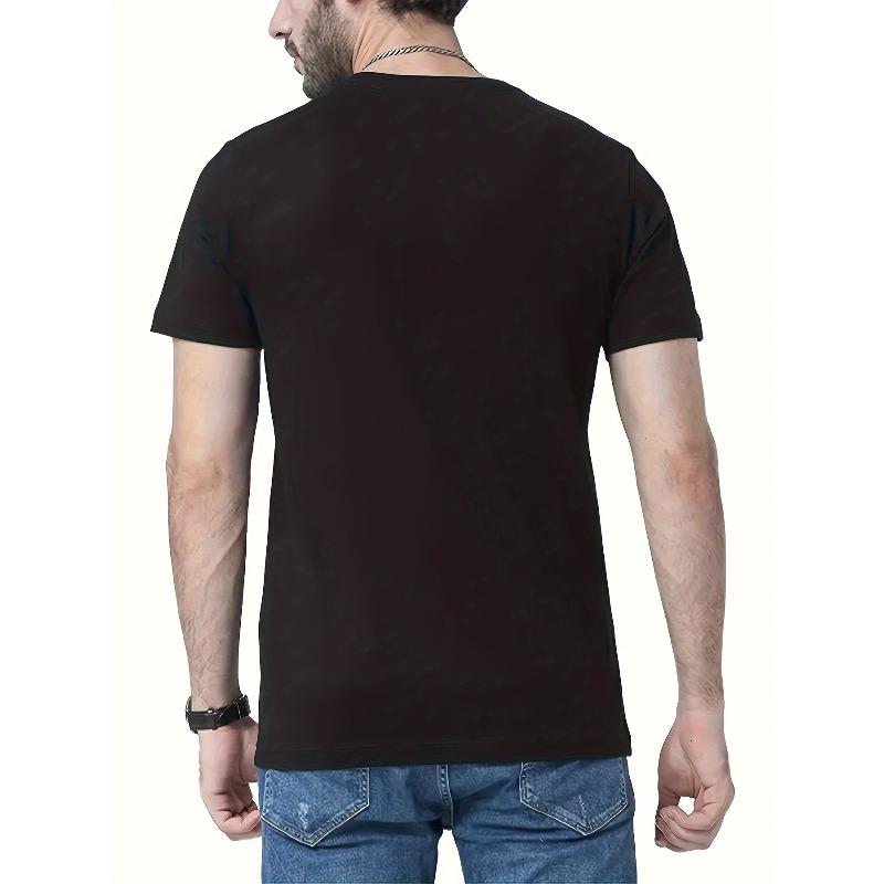 European Size Men's Summer Short Sleeve T-Shirt with Letter '' Print - Casual Round Neck Breathable Top, Short Sleeve Summer Wear for Hot Weather