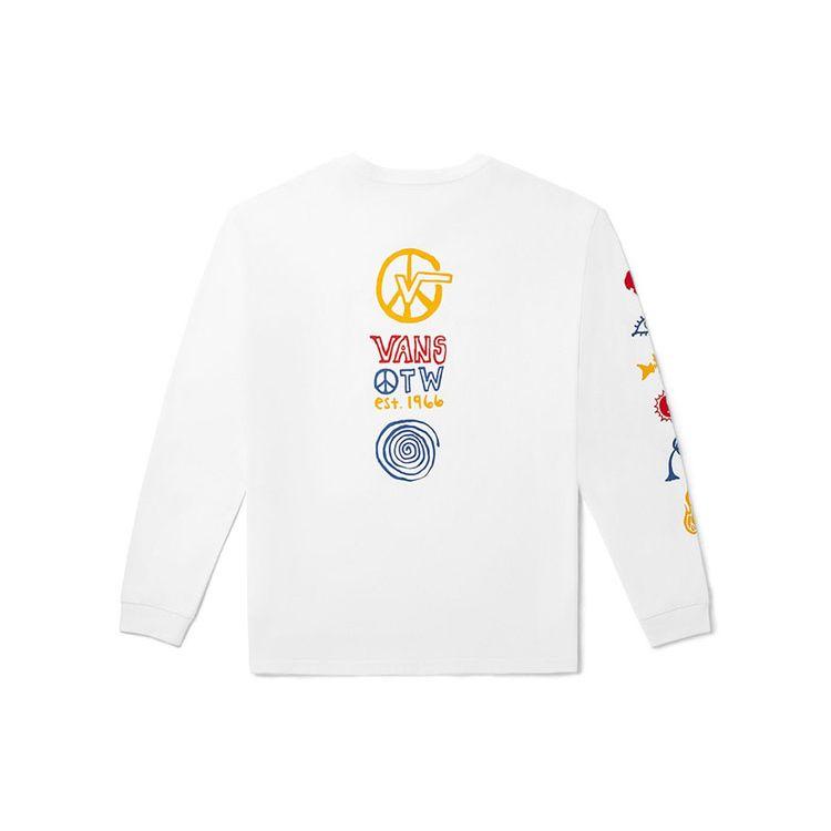 Vans Fun Print Crew Neck Long Sleeve Sports T-Shirt Men Tops White VN0A5F3MWHT