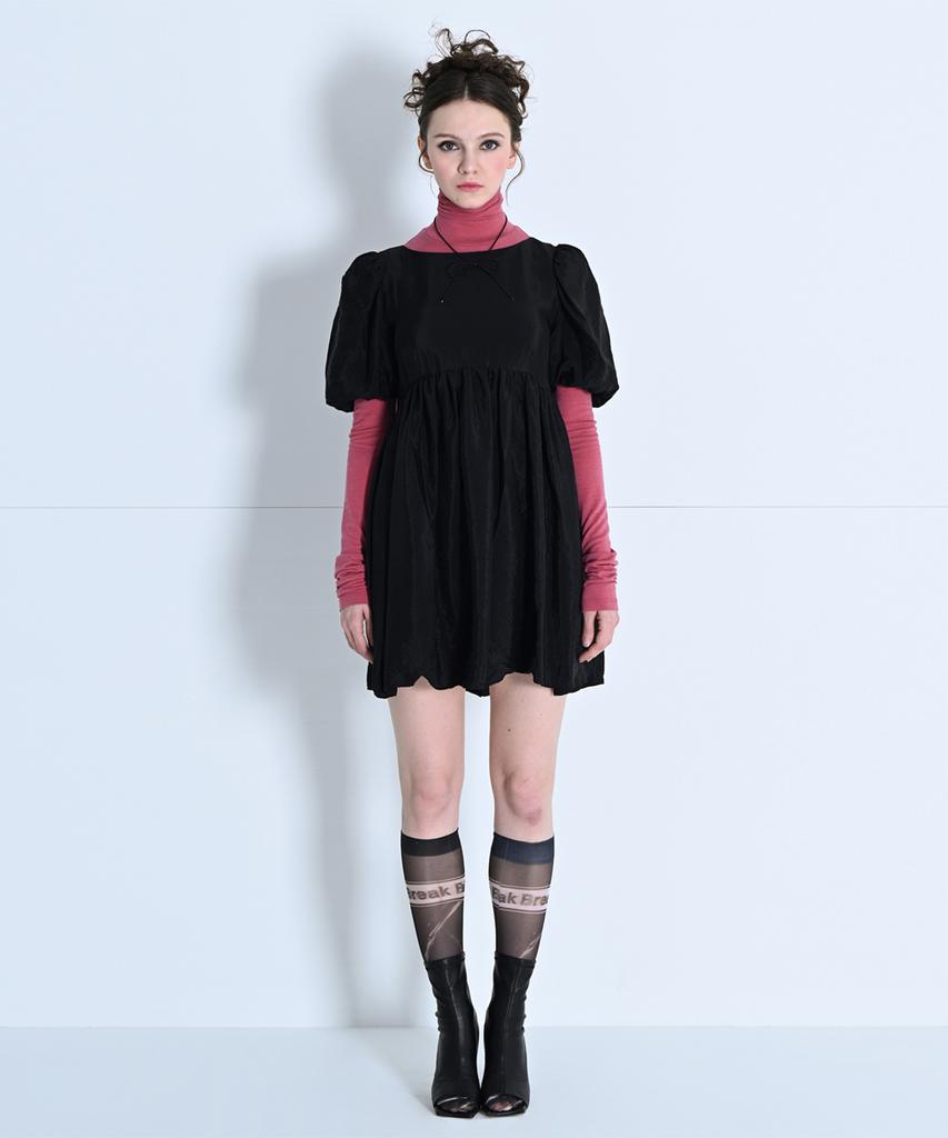 Make A Toast Puff Balloon Mini Dress Black Mbcsop008Bk