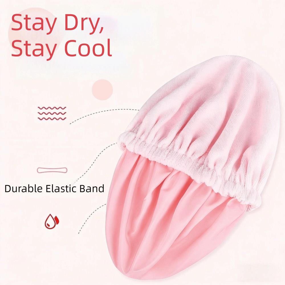Absorbent Terry Lining Bathing Cap Water Resistant Hair Towel Wrap Hair Drying Cap  Hair Care
