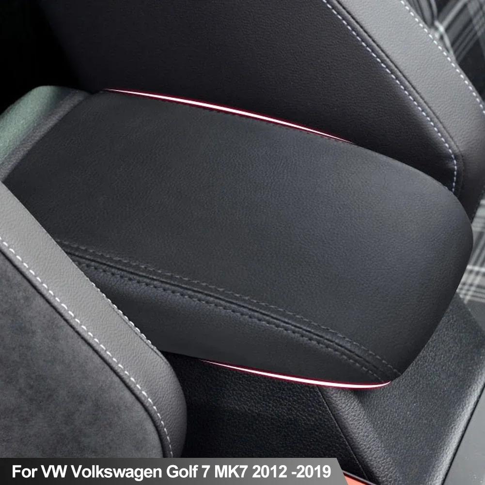 Auto-Armlehnenbox, Mittelkonsolendeckel, Armlehnenabdeckung, Autozubehör, PU-Lederbezug für VW Volkswagen Golf 7 MK7 2012–2019