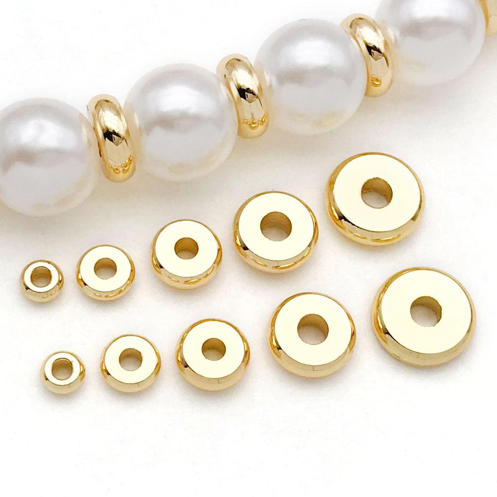 18k Gold-Plated Copper Spacer Beads - Abacus Flat Beads for DIY Jewelry with Smooth Surface