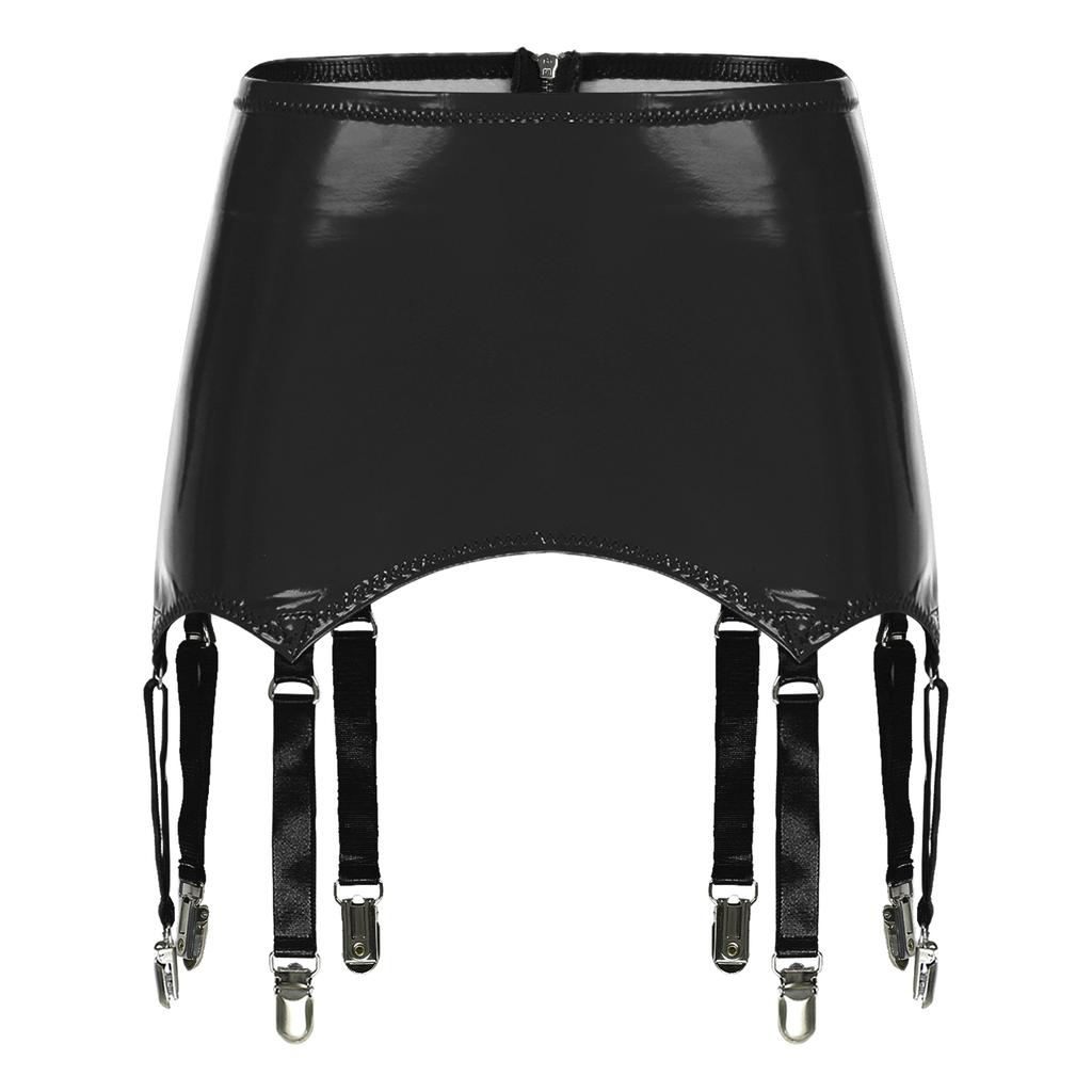 Damen Lackleder Strumpfhaltergürtel Sexy Strumpfhalter für Oberschenkelhohe Strümpfe