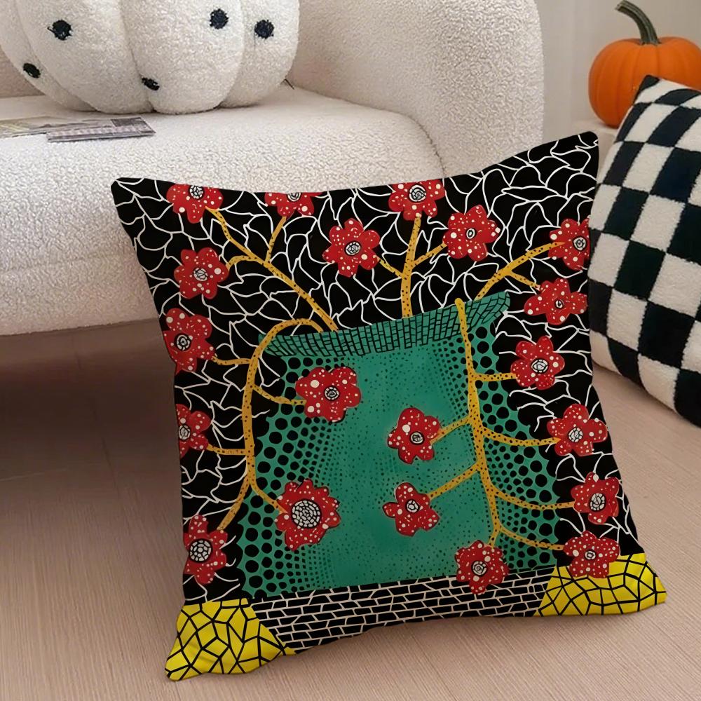 Dot Art Y-Yayoi Kusama Cushion Cover Throw Pillow Cover Hidden Button Durable Polyester Chair Cushion