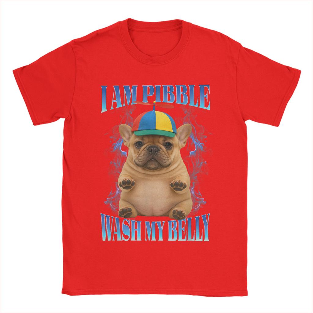 Je Suis Pibble Lave Mon Ventre Pibble Meme T-shirt Hommes Coton Pur Incroyable T-shirt Col Rond Drôle Chien Brainrot T-shirts merchandise Classique