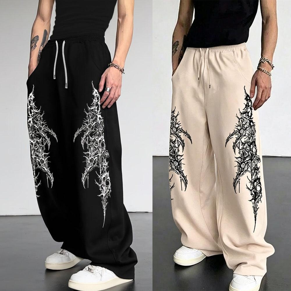 European and American Men's Casual Sports Straight Leg Pants Street Trend Drawstring Waistband Jogging Pants