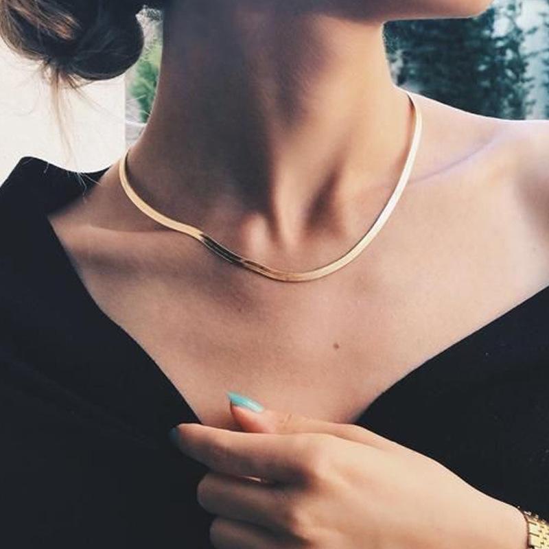 Simple Snake Bone Chain Women's Necklace: Cross-Border Fashion, Versatile and Niche Design