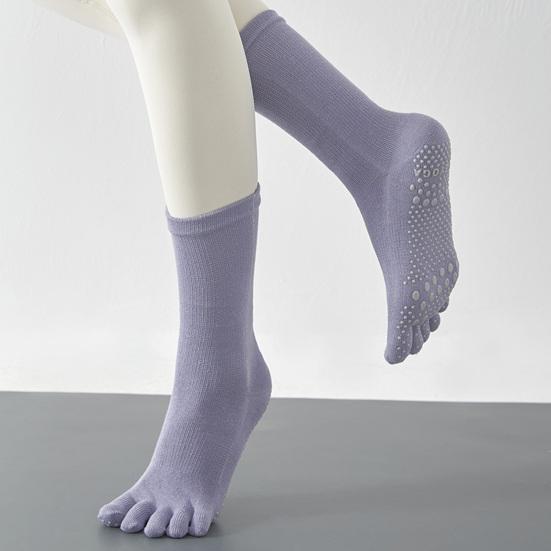 زوج واحد جوارب يوغا بأصابع القدم مع مقابض مانعة للانزلاق، قابلة للتنفس، ماصة للرطوبة، للباليه، الرقص، اللياقة البدنية، البيلاتس، رياضية، للجيم، الرياضات، جوارب متوسطة الساق
