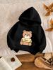 Trendy & Cute Bear-Print Boys' Fleece-Lined Hoodie – Stylish, Comfortable, and Versatile for Autumn & Winter (Outdoor-Ready)