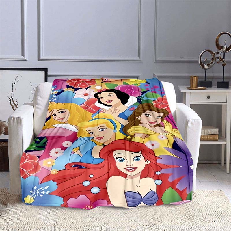 Exquisite Princess Cartoon Flannel Blankets Can Be Customized, Suitable for Beds, Bedrooms, Sofas, Picnics, Outdoor Leisure Nap