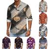 Herren Freizeit Langarm Halloween Print Knopfleiste Hemd Entspannte Passform Leichtes Atmungsaktives Gewebe Bequeme Tägliche Kleidung