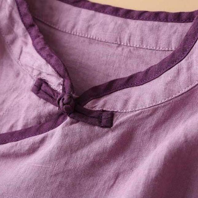 Spring Women 2024 New Chinese Style Slant Placket Plate Button Blouse Embroidery Loose Shirt