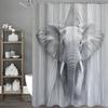 Gray Elephant Shower Curtain, Bathroom Decorative Shower Curtain, Waterproof Shower Curtain with Hooks