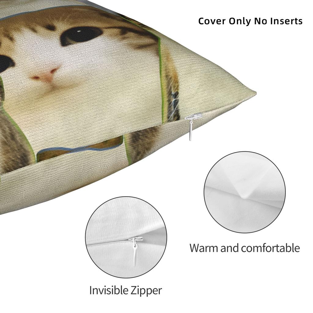 Pillow Case Meowl Cat Owl Cute Pet Stickers Print Pillow Cover For Sofa Couch Bed Living Room Vintage Pillowcases