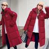 Women's Autumn and Winter Plus Size Thickened Down Hooded Down Jacket Long Knee Loose Warm Outerwear