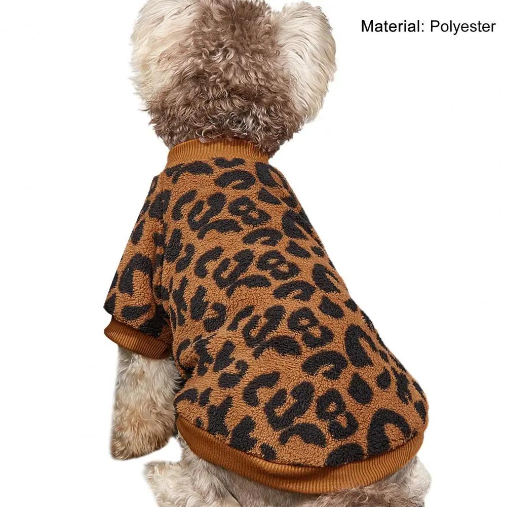 Puppy Pullover Dogs Pet Sweater Winter Leopard Print French Bulldog Winter Warm Sweater Pet Apparel Dog Clothing