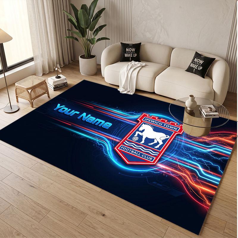 Covor personalizat cu model Ipswich Town, imprimare nume text, moale, antiderapant, covor de podea pentru decor interior casă