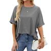 Women's Summer Solid Color Round Neck Large Size Loose Short Sleeve T-Shirt Solid Color Tops